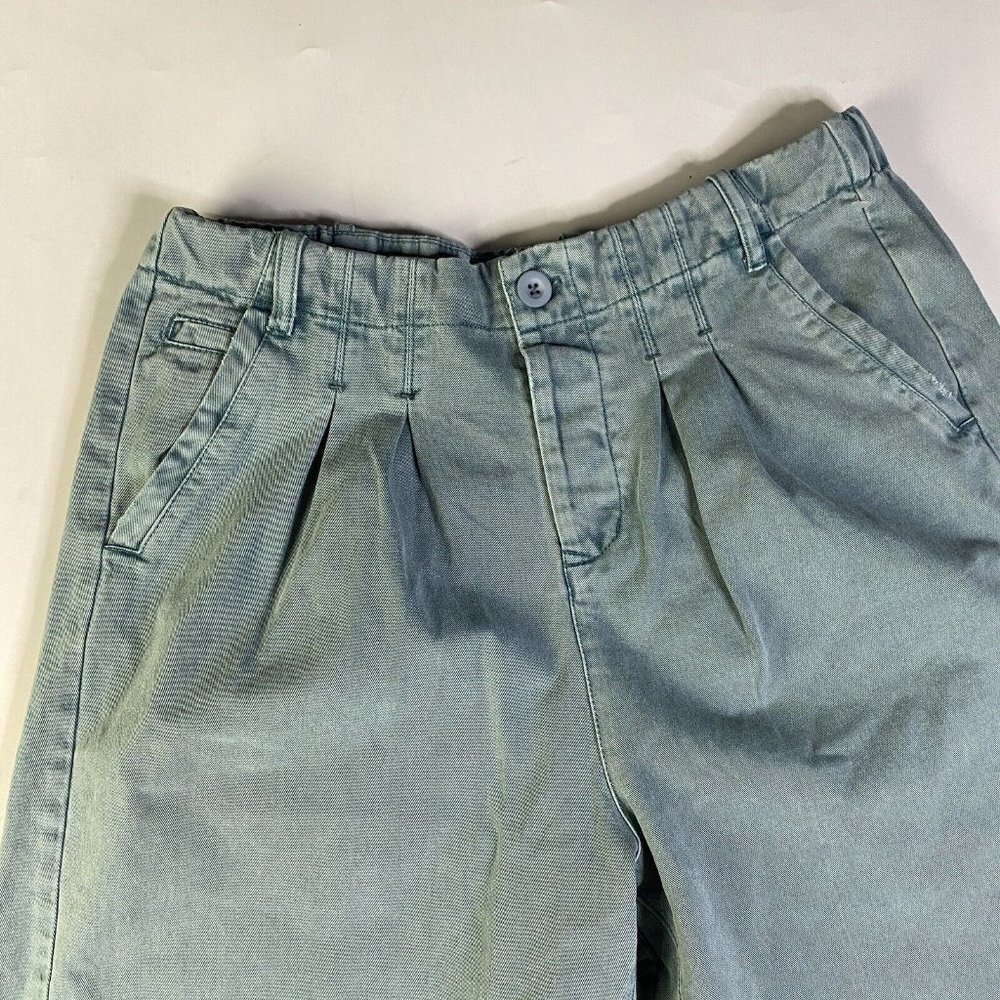 Free People Hard Rain Distressed Blue High Rise Wide Crop Gaucho Pants NWOT Sz 0 - Picture 4 of 5